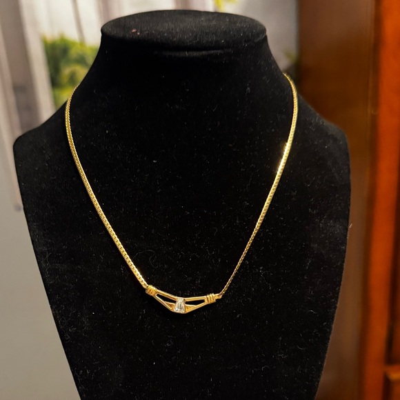 Givenchy Elegant Gold Necklace with Clear Gem - Picture 2 of 7